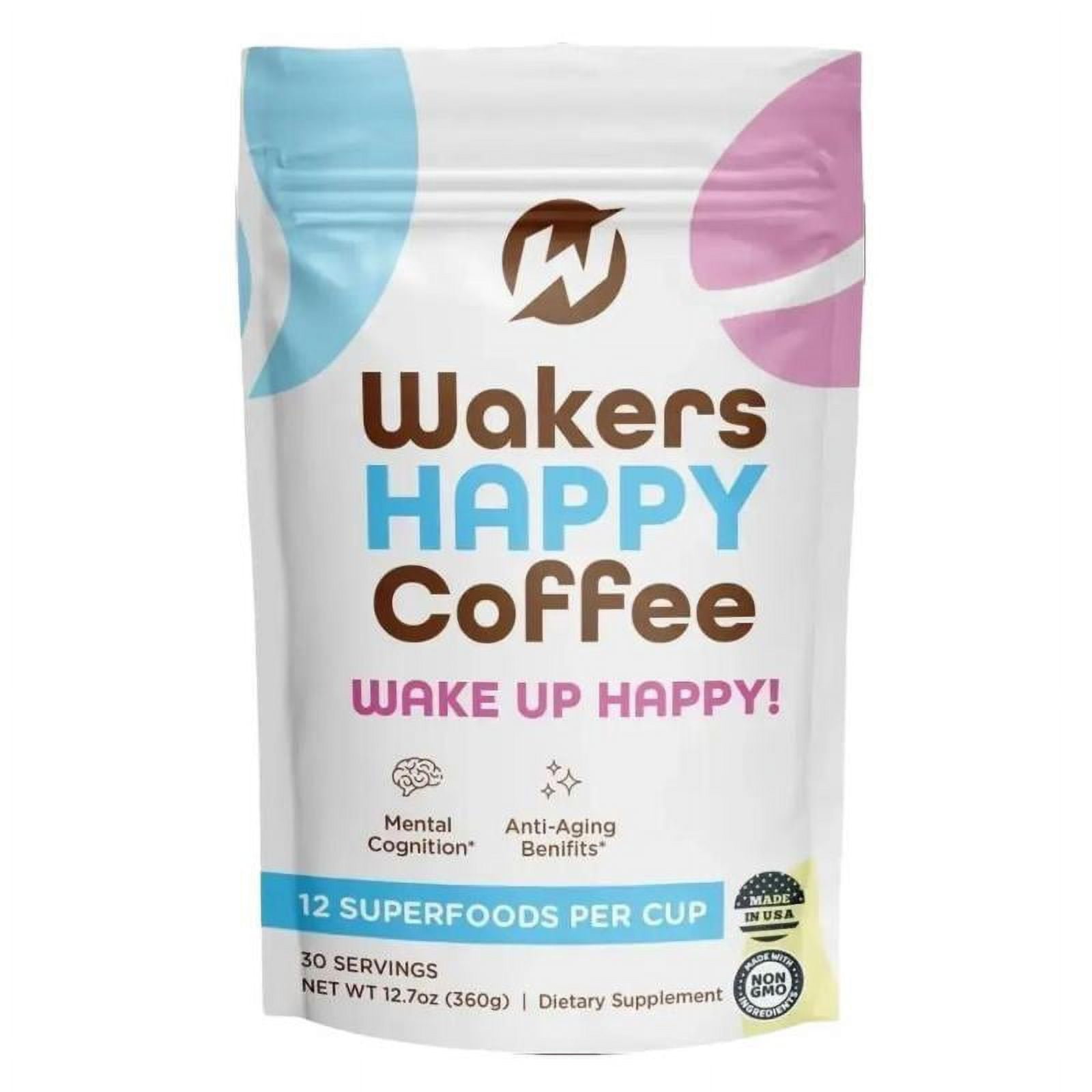 Wakers Happy Coffee with 12 Superfoods Nutritionist Approved, NonGMO