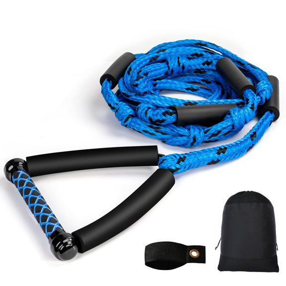 Wakesurf Rope - 25ft Floating Wake Surf Ropes and Handle, 4 Sections Adjustable Surf Tow Rope for Wakesurfing and Watersports
