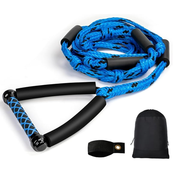 Wakesurf Rope -  25ft Floating Wake Surf Ropes and Handle, 4 Sections Adjustable Surf Tow Rope for Wakesurfing and Watersports