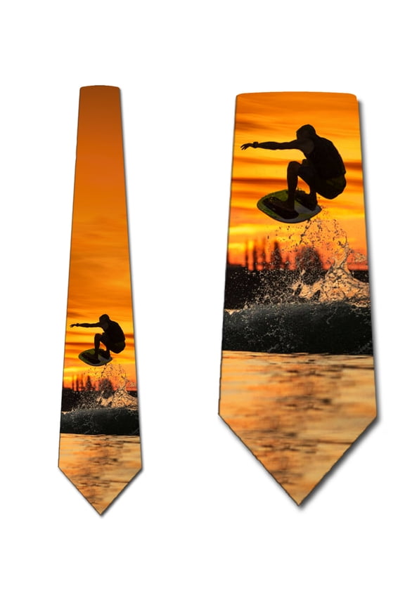 Wakesurfing Ties Mens Water Sports Necktie Wakeboarding Neckties by The Three Rooker Necktie Company
