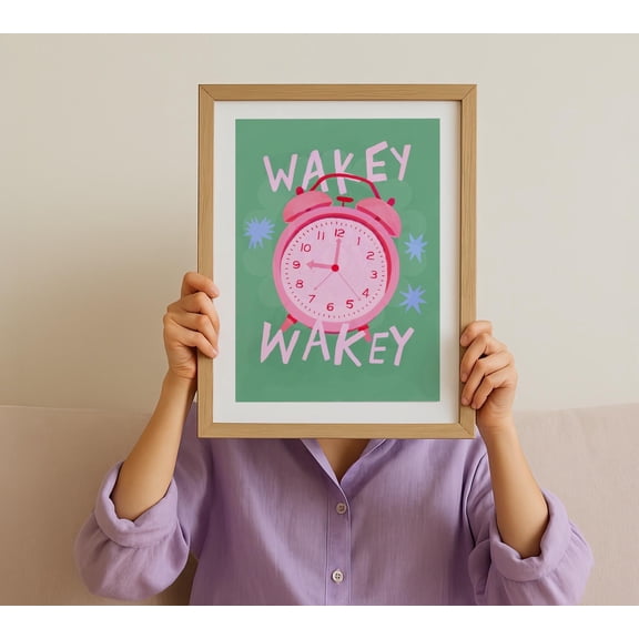 Wakey Alarm Clock Colorful Art Office Poster , Poster Print Only
