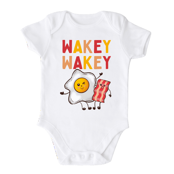 Wakey Wakey Eggs And Bacon Baby Bodysuit, Newborn Outfit, Baby Clothes, Gift for Children 18m White