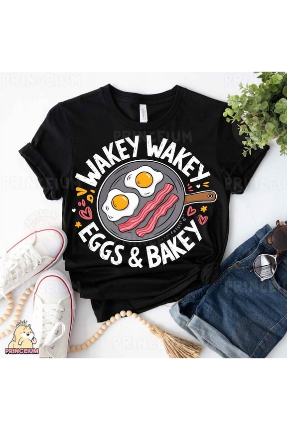 Wakey Wakey Eggs and Bakey T-Shirt, Funny Breakfast Shirt, Cute Food Quote Shirt, Bacon and Eggs Shirt, Morning Coffee Shirt