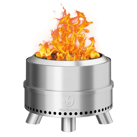 Wakeyard 19.5 inch Stainless Steel Smokeless Fire Pit with Carry Bag & Poker – Perfect for Patio, Backyard & Camping