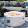 thumbnail image 1 of Wakeyard 32.5 inch Round Propane Fire Pit Table, 50000 BTU, Includes Lava Rock,White, 1 of 9