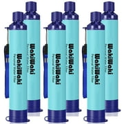 WakiWaki Personal Water Filter Straw Portable Survival Gear for Hiking, Camping, Travel, and Emergency Preparedness, 6 Pack