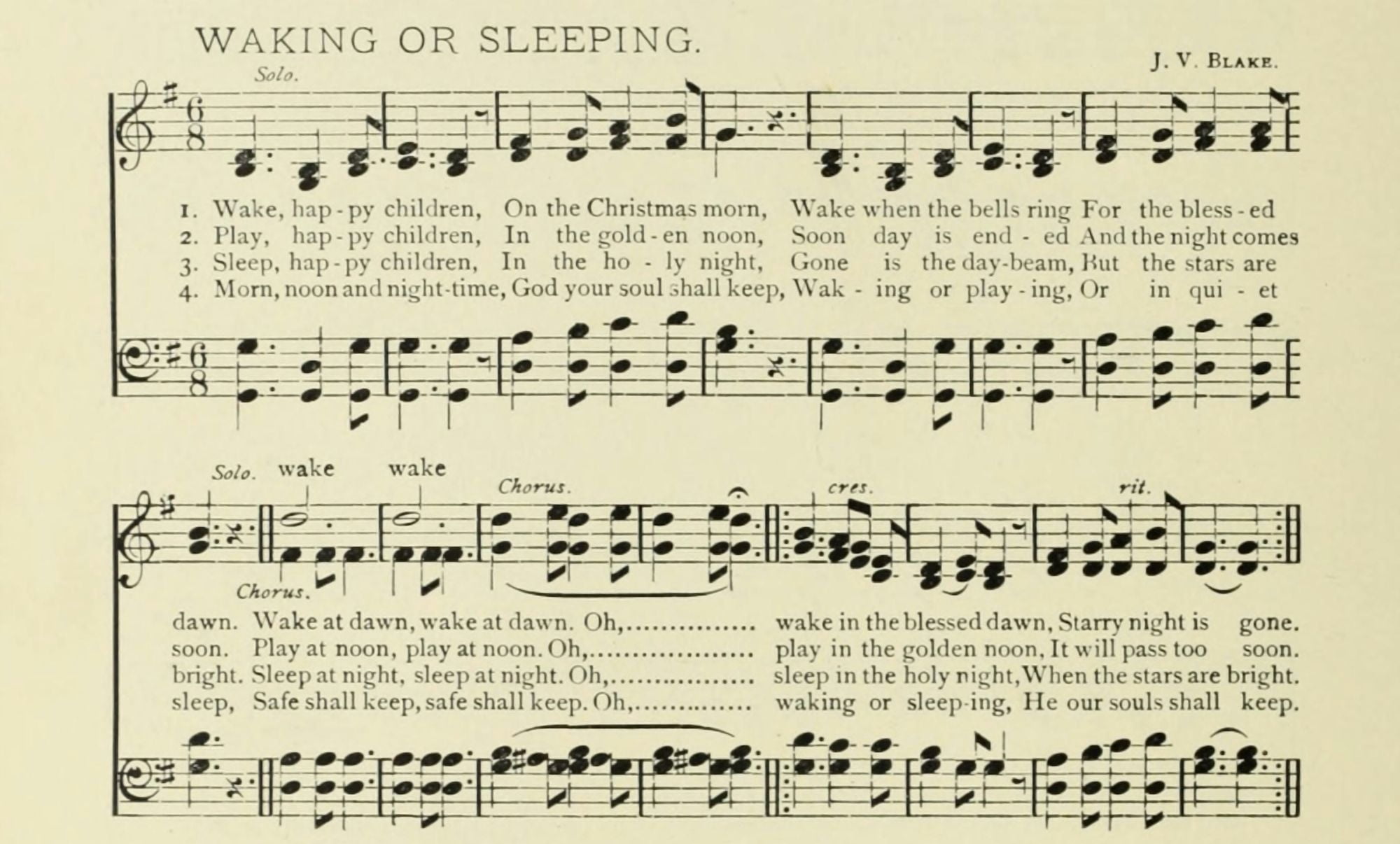 Waking or Sleeping Christmas in Song 1891 Canvas Art - (18 x 24)