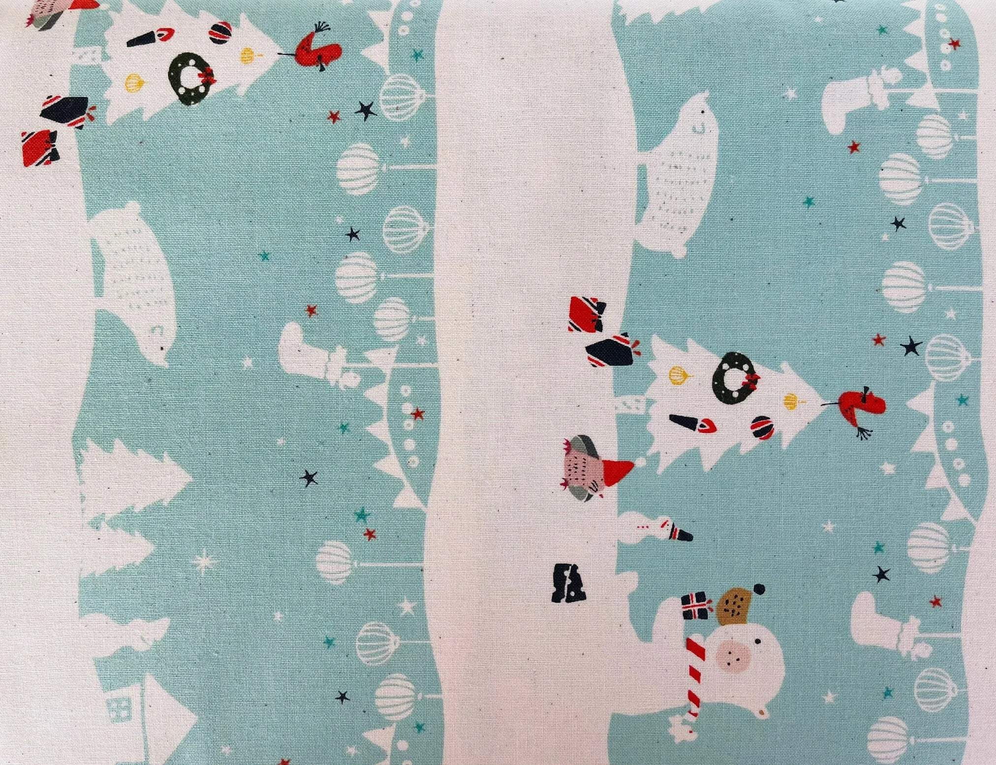 Waku Waku Christmas-Mr Polar Bear-Aqua Unbleached Fabric-Naocom-Cotton+ Steel