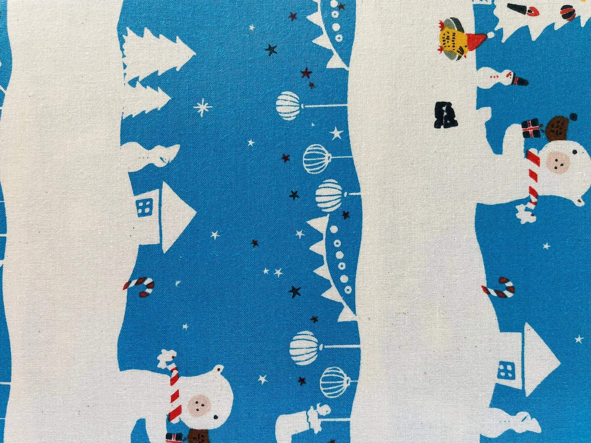 Waku Waku Christmas-Mr Polar Bear-Blue Unbleached Fabric-Naocoom-Cotton+ Steel