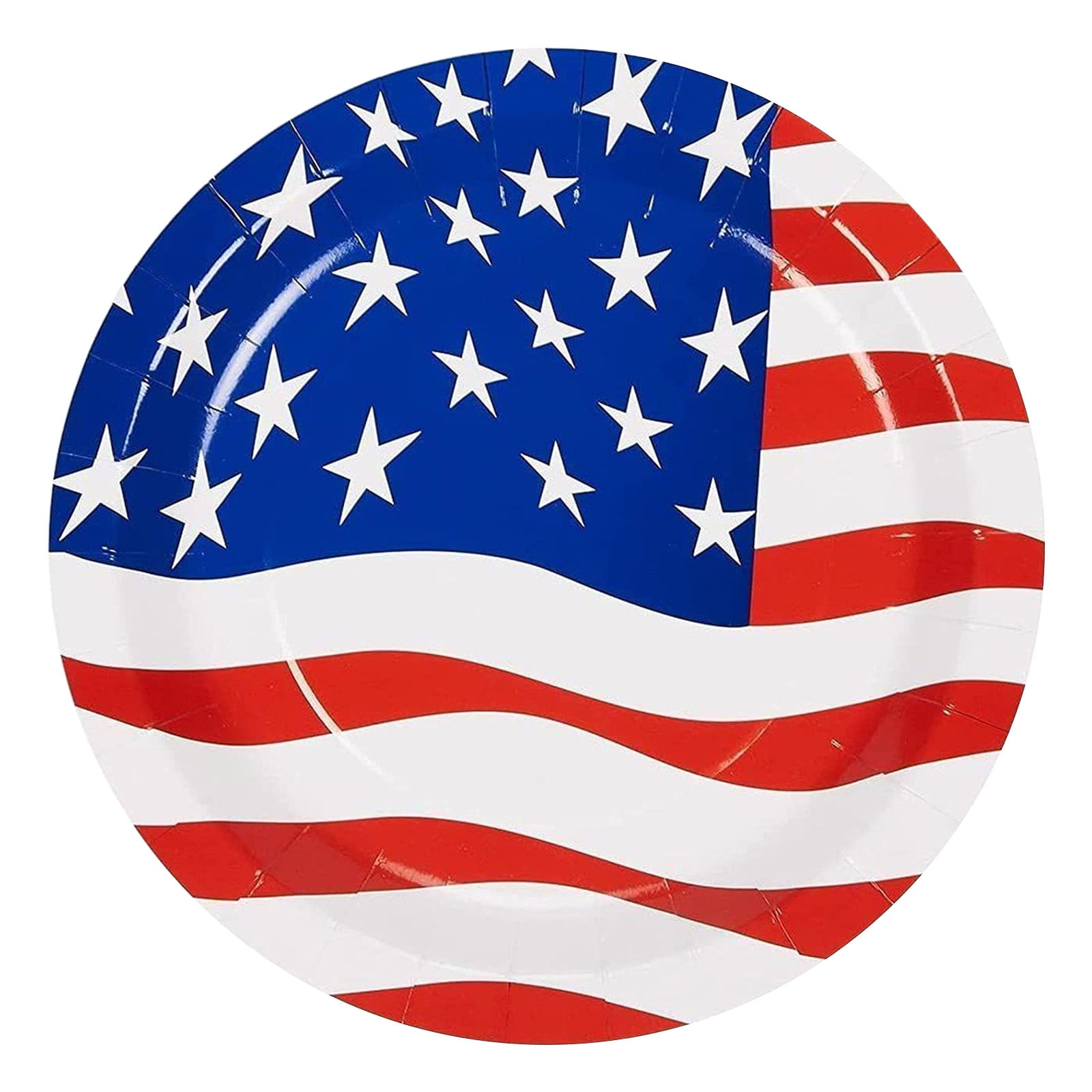 WalGRHFR 2024 16 PC Disposable Paper Plates Cups Napkins Cutlery Flag