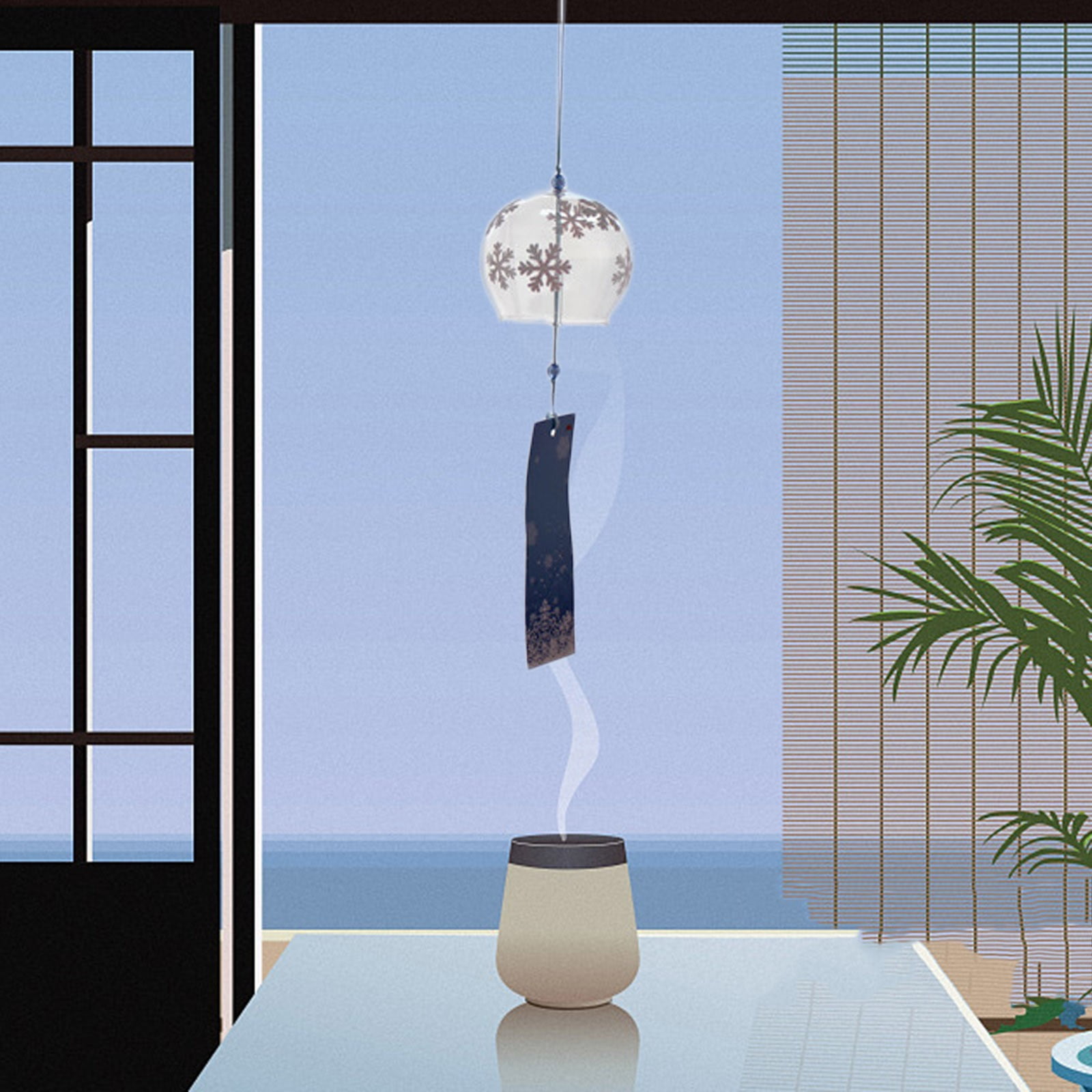 WalGRHFR 2024 Japanese Style Painted Holiday Bedroom Pendant Garden