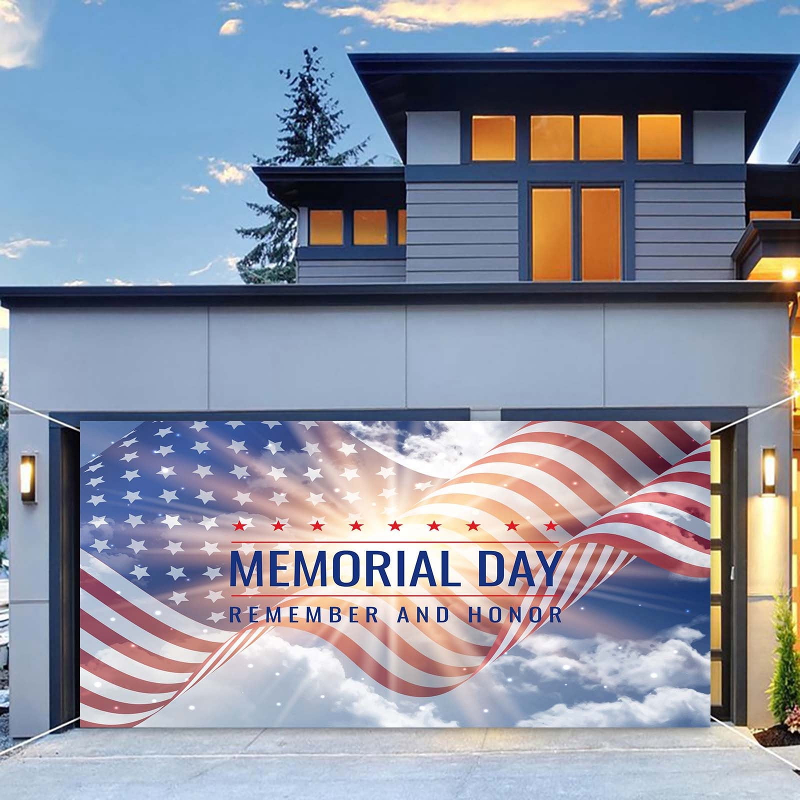 WalGRHFR 2024 Memorial Day Garage Door Decoration Garage Door Banner
