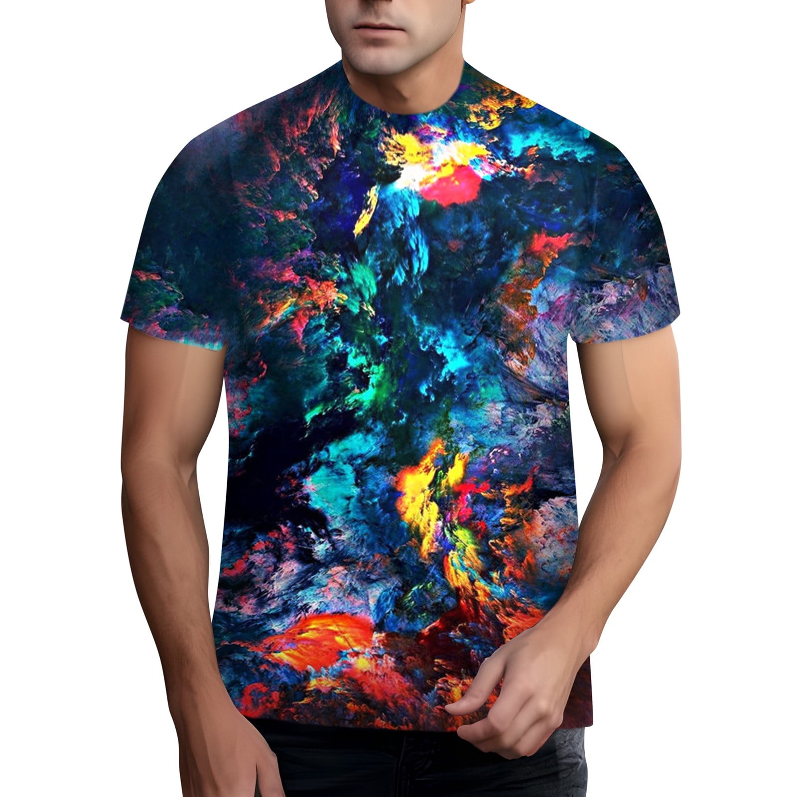 WalGRHFR Summer Male Mens White T Shirts 2024 Colorful Graffitiss 3D