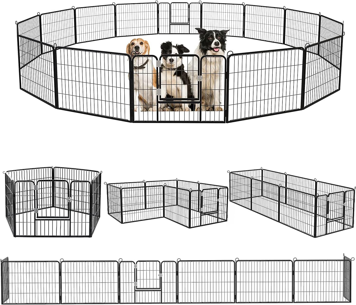 Walaf Bold Dog Playpen for Outdoor, 16 Panels 24''/30''/40'' Height Metal Puppy Dog Fence Indoor Outdoor,Pet Exercise Pen for RV,Camping,Yard