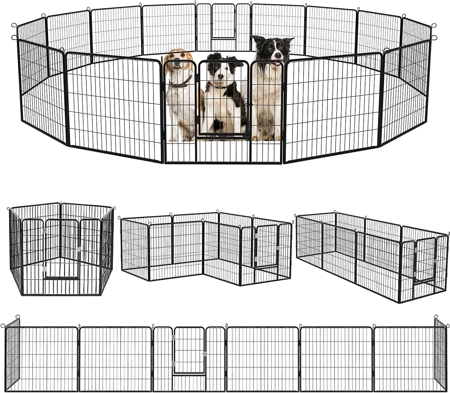 Picture of Waleaf Outdoor Dog Playpen: 16-Panel, 24''/32''/40'' Height, Metal, for ...