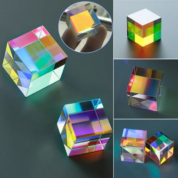 Walbest 0 5 Mini Optical Glass X Cube Dichroic Cube Prism RGB Dispersion Prism Multi Color Toy Educational Gift for Desktop Decoration 1Pc