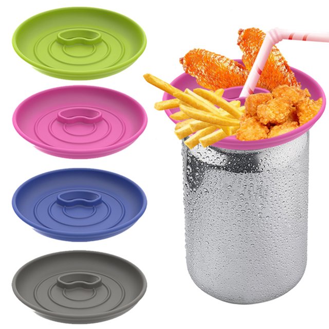 Walbest 1/4Pcs Silicone Can Snack Tray Wine Glass Topper Reusable