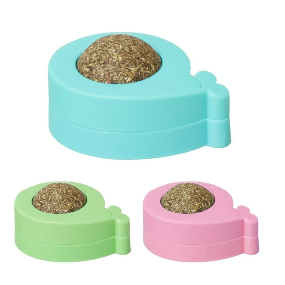 Walbest 1 Pack Catnip Wall Ball Edible Cat Toys for Cat Lick Teeth Cleaning Cat Catnip Toy Rotatable Cat Licking Ball Healthy Kitty Catnip Wall Roller Cat Wall Treats for Cat Indoor Wall Decor