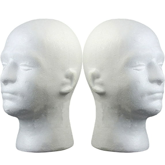 Walbest 1 Pack Male Head Model Lightweight Sturdy Styrofoam Durable Foam Wig Hat Headphones Stand for Exhibition