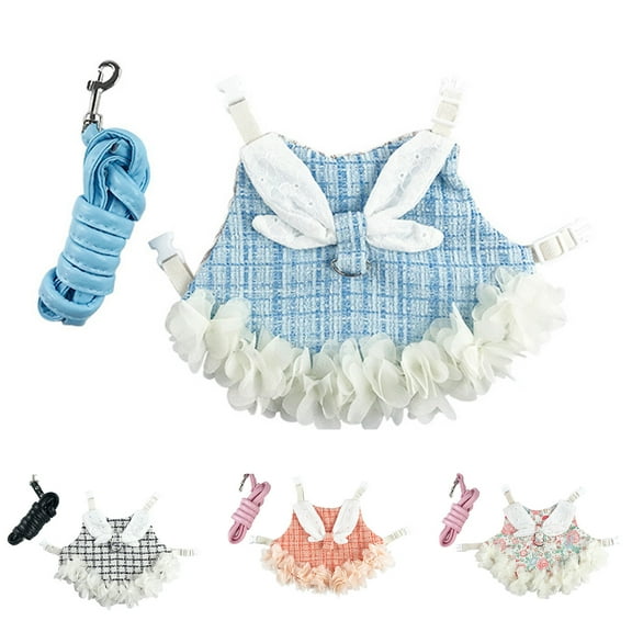 Walbest 1 Pack Rabbit Harness Clothes with Leash Rope Prevent Break Fashion Costume for Bunny Guinea Pig