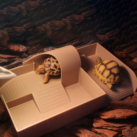 Walbest 1 Pack Turtle Platform, Turtle Basking Platform With Food Trough Climbing Ladder Shelter House Tortoise Ramp Reptile Pet Play and Rest Terrace Aquarium