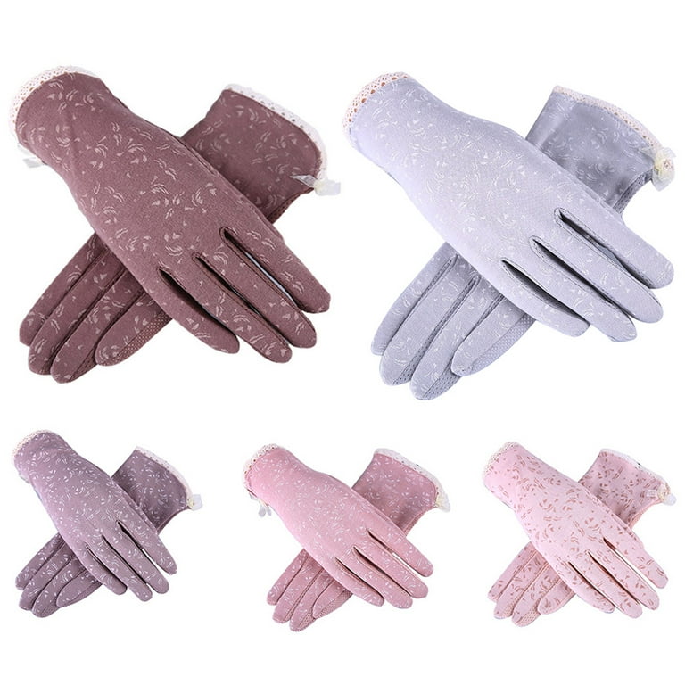 Walbest 1 Pair Summer UV Protection Gloves Sunblock Gloves Touchscreen  Driving Gloves, Floral Non-slip Gloves for Women Girls 