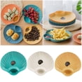 thumbnail image 1 of Walbest 1 Pc Snack Plate Shell Shaped Dessert Plate, 2 Section Snack Plate Food Grade Plastic Scratch-resistant Spit Bone Dish Kitchen Supplies, 1 of 7