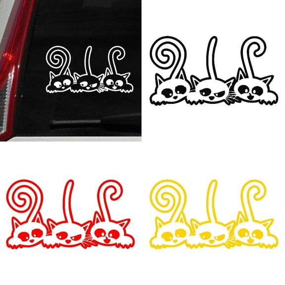 Walbest 1 Pcs Car Sticker, Universal Car Auto Three Cute Long Tail Cat Vehicle Body Window Decals Sticker Decoration