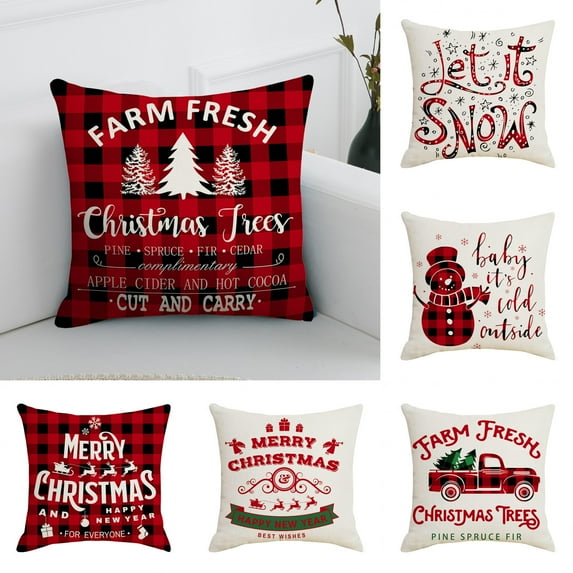 Walbest 1 Piece Christmas Throw Pillow Cover 18 x 18 Inch, Xmas Cushion Cover Case Decoration Winter Holiday Party Invisible Zipper Pillowcase Decor for Sofa,Bed,Couch,Car
