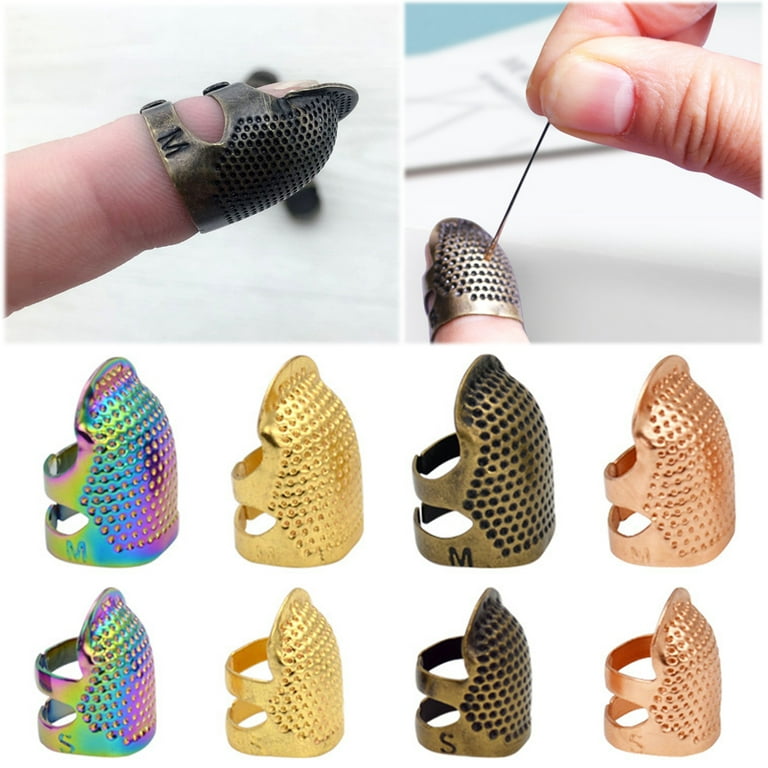 4 Pcs Sewing Thimble Metal Thimbles for Hand Sewing Adjustable Finger  Protectors for Needlework Hand Embroidery Craft