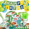 thumbnail image 1 of Walbest 1 Set Disposable Tableware Cartoon Dinosaur Pattern Convenient Paper Parties Tablecloth Kitchenware for Wedding, 1 of 7