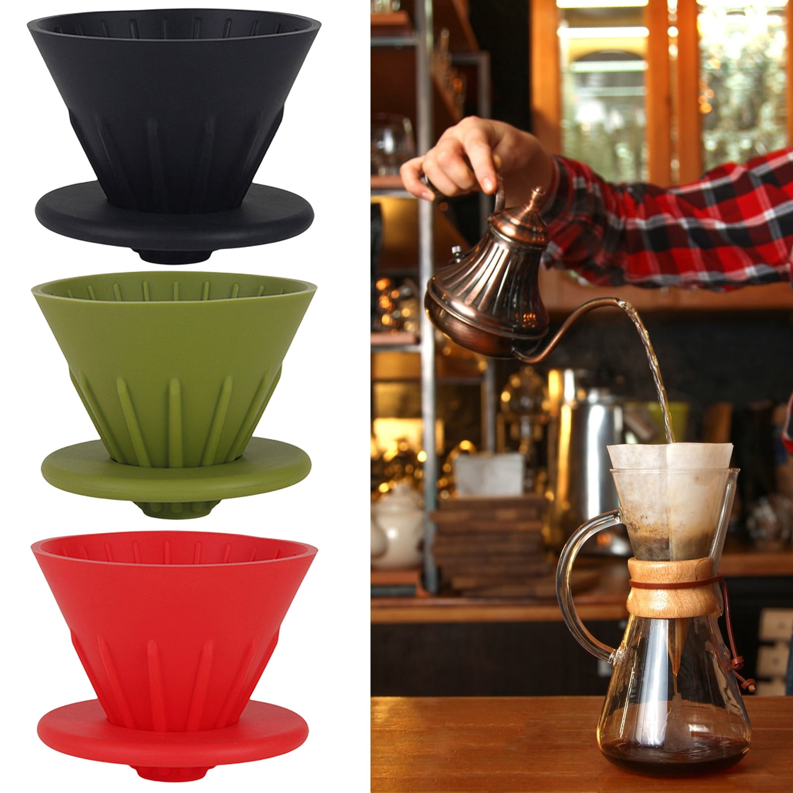 Walbest 1 Set Filter Cup with Cup Holder, Collapsible Silicone Manual ...
