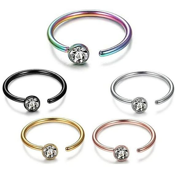 Walbest 1 piece Men Women Fake Nose Ring C Shape Alloy Nose Ring Rhinestone Accessory Geometric Sparkling Nose Hoop for Party