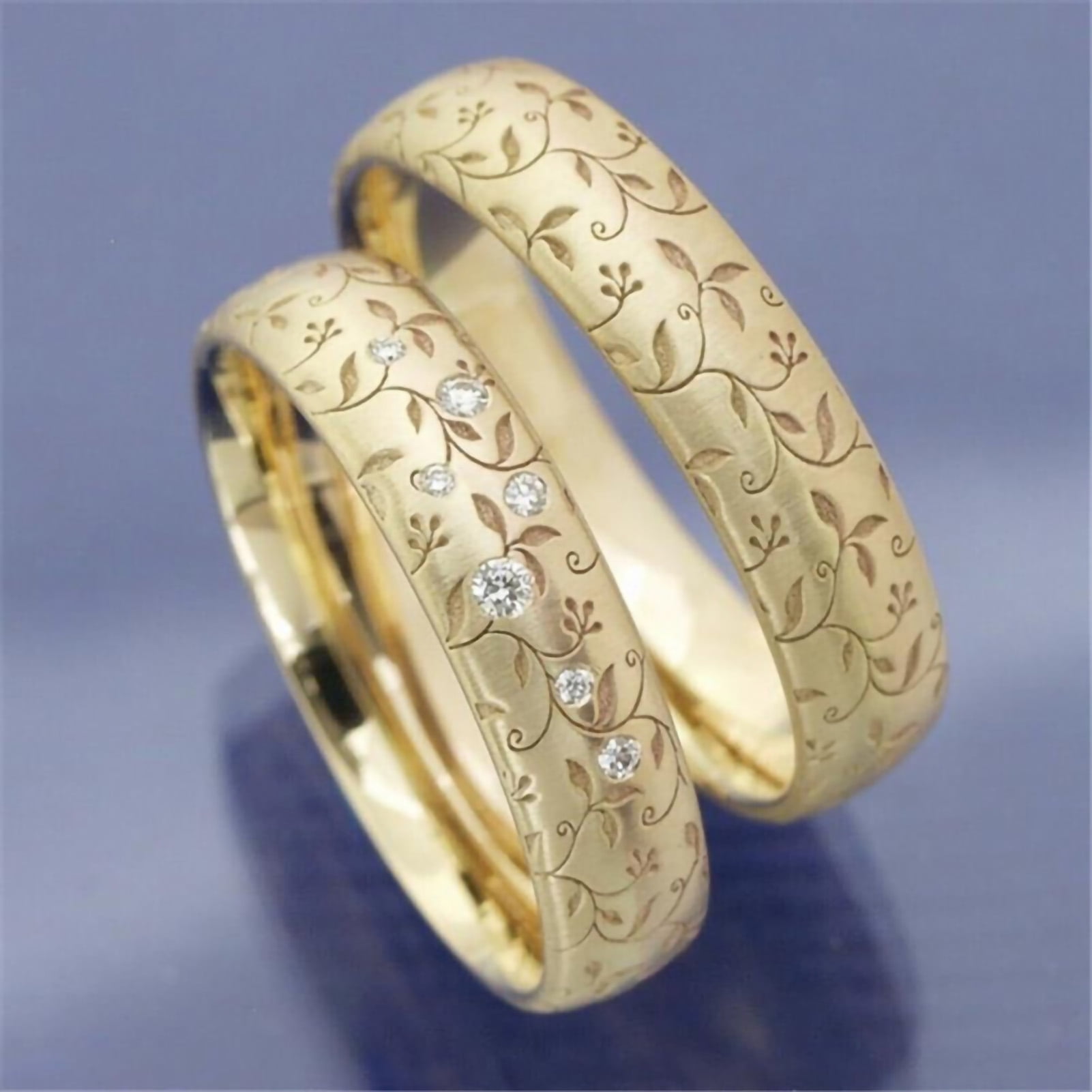 1PC 18K Gold Plated Stainless Steel Wedding Couple Ring Engagement Rings Set