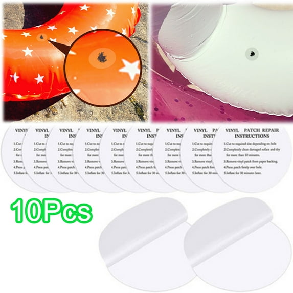 Walbest 10-Pack Self-adhesive Repair Patch Waterproof, PVC Easy Cut Transparent Round Pool Repairing Sticker for Swimming Ring Inflatable Floating Boat