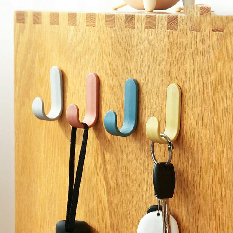 Walbest 10 Pieces Coat Hooks Heavy Duty Home Organization Punch-free Simple  J-shaped Wall Mounted Towel Hanger for Kitchen Bathroom