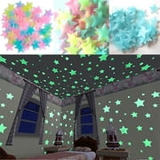 Walbest 100/40Pcs Colorful Glow in The Dark Luminous Stars Fluorescent Noctilucent Plastic Wall Stickers Murals Decals for Home Art Decor, Ceiling Wall Decorate Kids Babys Bedroom Room Decorations
