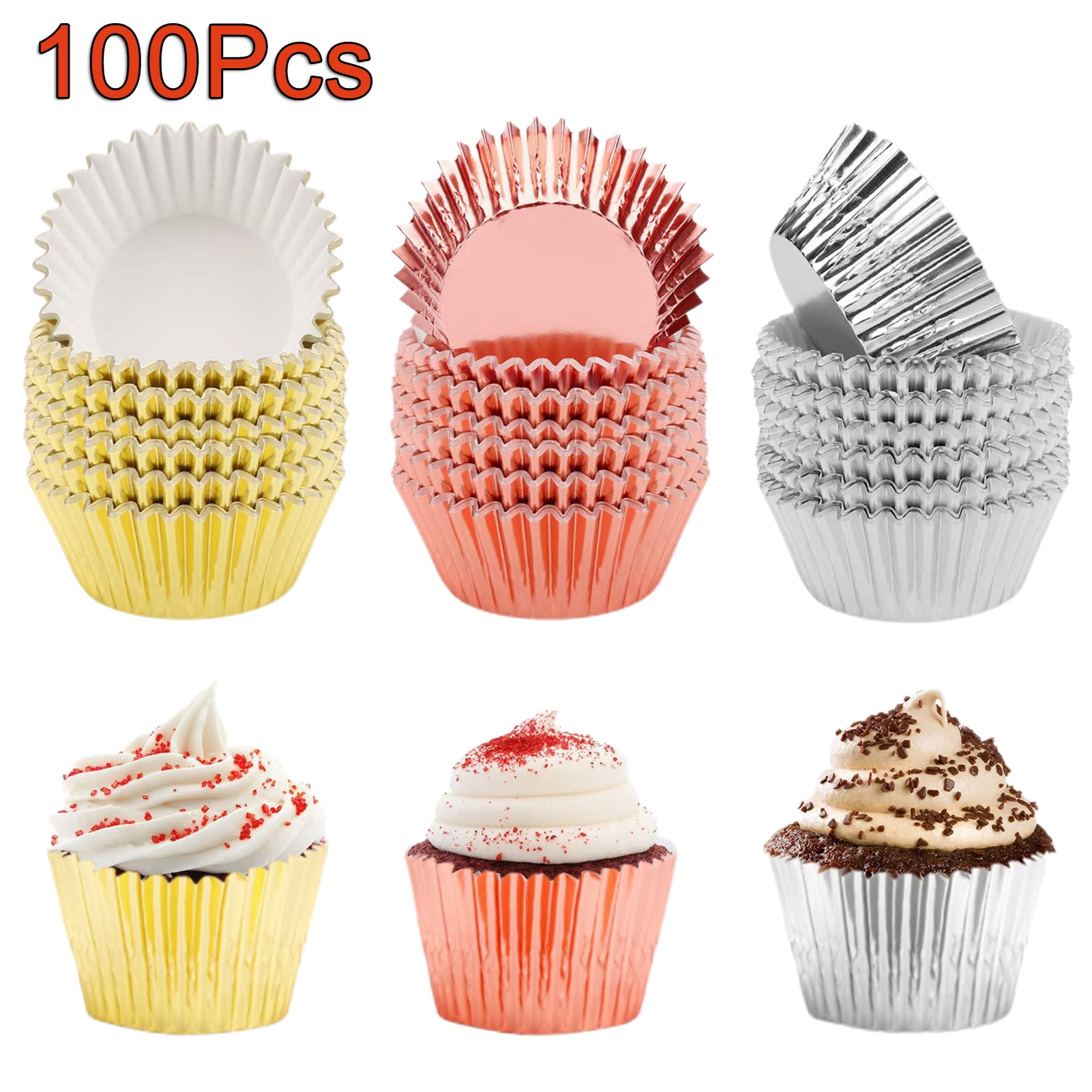 Walbest 100 Pack Cake Cups Grease Proof Heat Resistant Aluminum