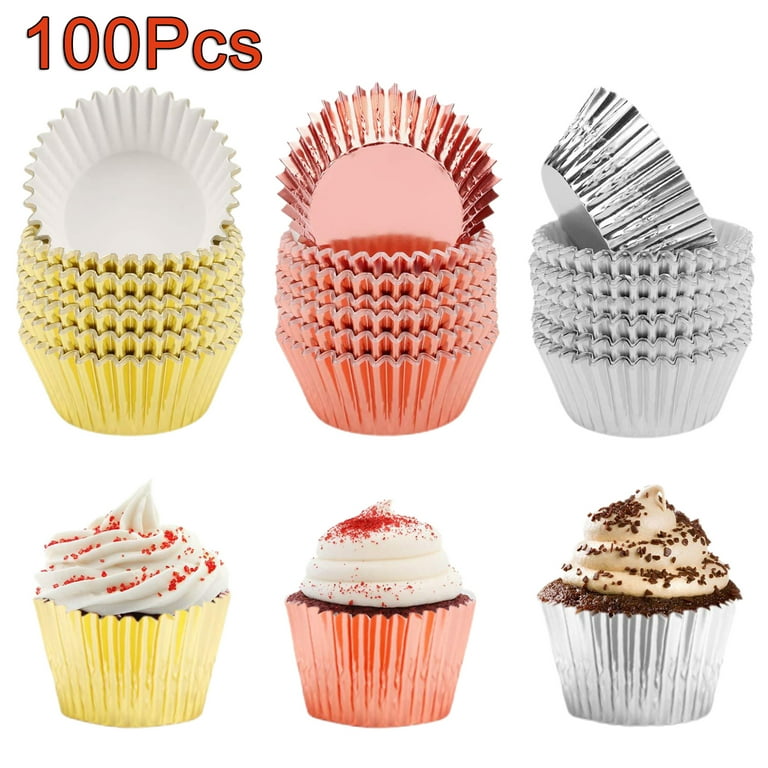 100Pcs Disposable Aluminum Foil Cup Baking Cups,Square Cupcake