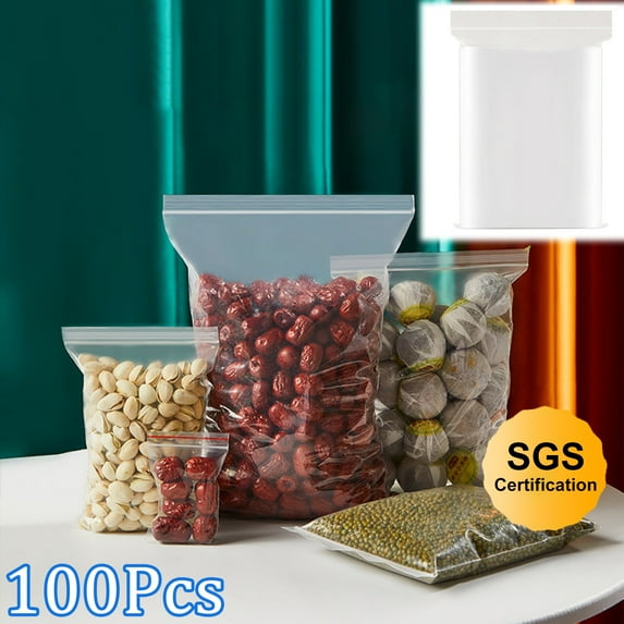 Walbest 100 Pack Small Storage Plastic Bags Reclosable Zipping Bag Leak-proof Zipper Design Portable Fresh Keeping Freezer Pouch for Jewelry, Pills, Beads, Food etc