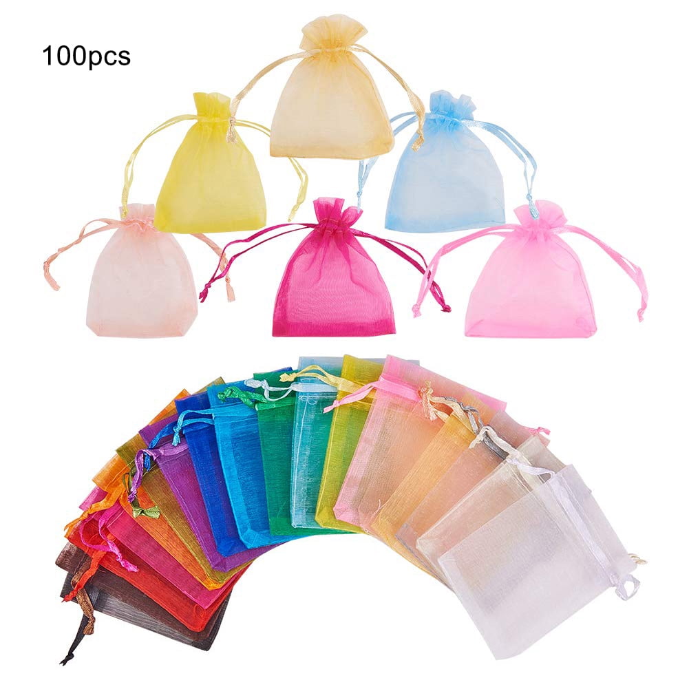 Walbest 100 Pieces Mini Mixed Color Drawstring Candy Jewelry Storage ...