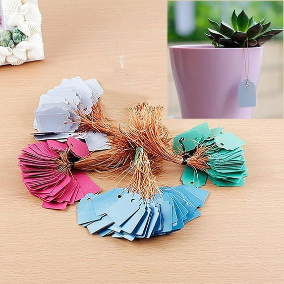 Walbest 100 Pieces Waterproof Strip Line Gardening Labels Signs Plant Hanging Tags