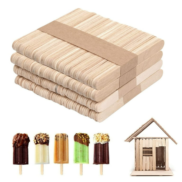 Walbest 100 pieces Wooden Ice Cream Sticks Food Grade Solid Wood