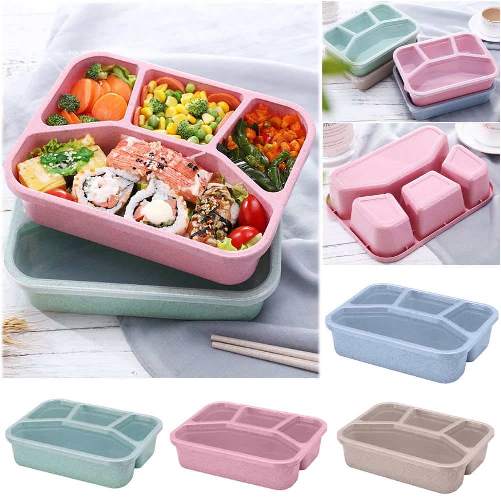 Bento Lunch Box，4-Compartment Meal Prep Containers，Lunch Box for  Kids，Durable BPA Free Reusable Food Storage Containers - Stackable,  Suitable for