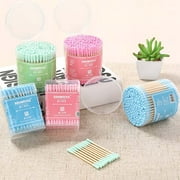 Walbest 100Pcs/200Pcs Bamboo Cotton Swabs, Double Thread Head Disposable Ear Cleaning Cotton Swab Buds Women Makeup Tool