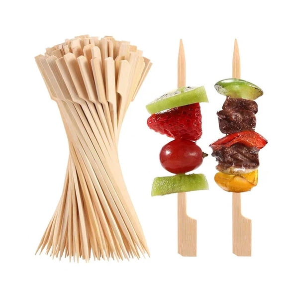 Walbest 100Pcs Wooden Skewers 6 Inch Sturdy Cocktail Picks for Appetizers Flat Paddle Food Sticks for Party BBQ Fruit Cheese Charcuterie Boards Accessories