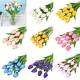 thumbnail image 1 of Walbest 10Pcs Artificial Tulips Real Touch Artificial Flowers Fake Tulip Bouquet Flower for Wedding Party Home Garden Office DIY Floral Arrangement Decor, 1 of 7