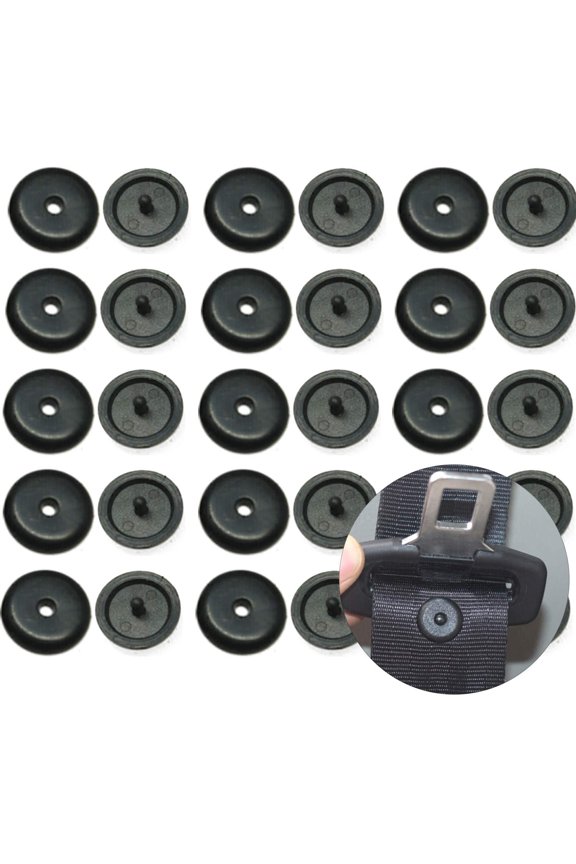10Pcs Seat Belt Stop Button, Prevent Belt Buckle from Sliding Down The Belt | Removable Without Welding, Black