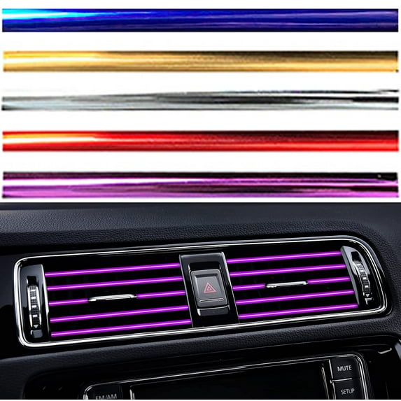 Walbest 10Pcs Universal Car Air Conditioner Vent Trim Decoration Strip Accessories, Waterproof Flexible Shiny Auto Car Vent Interior Accessories for All Air Vent Outlet