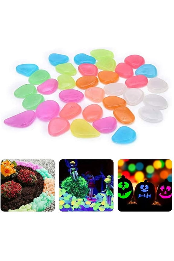 10pcs Glow in The Dark Rocks - Fish Tank Rocks - Aquarium Decoration Rocks - 0.9" Irregular Pebbles for Fish Tank, Pond, Bonsai, Garden, Patio, Lawn, Pathway, Swimming Pool